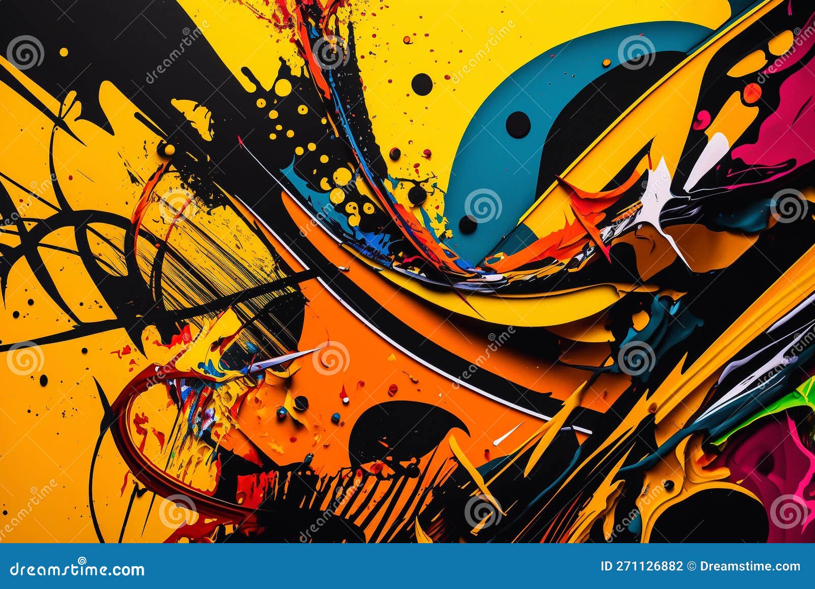 Abstract Yellow Graffiti Background Generative AI Stock Illustration ...