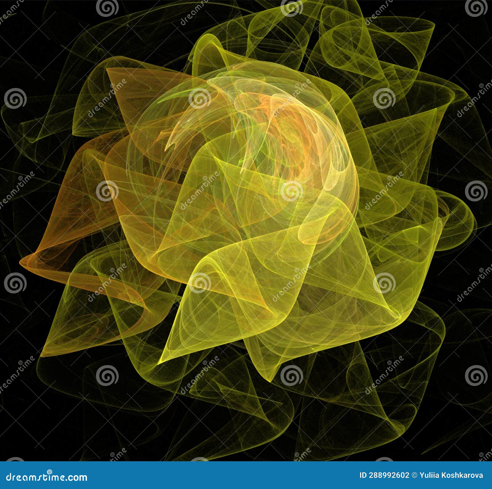 Abstract Yelloworange Drawing Linear on a Black Background, Wallpaper
