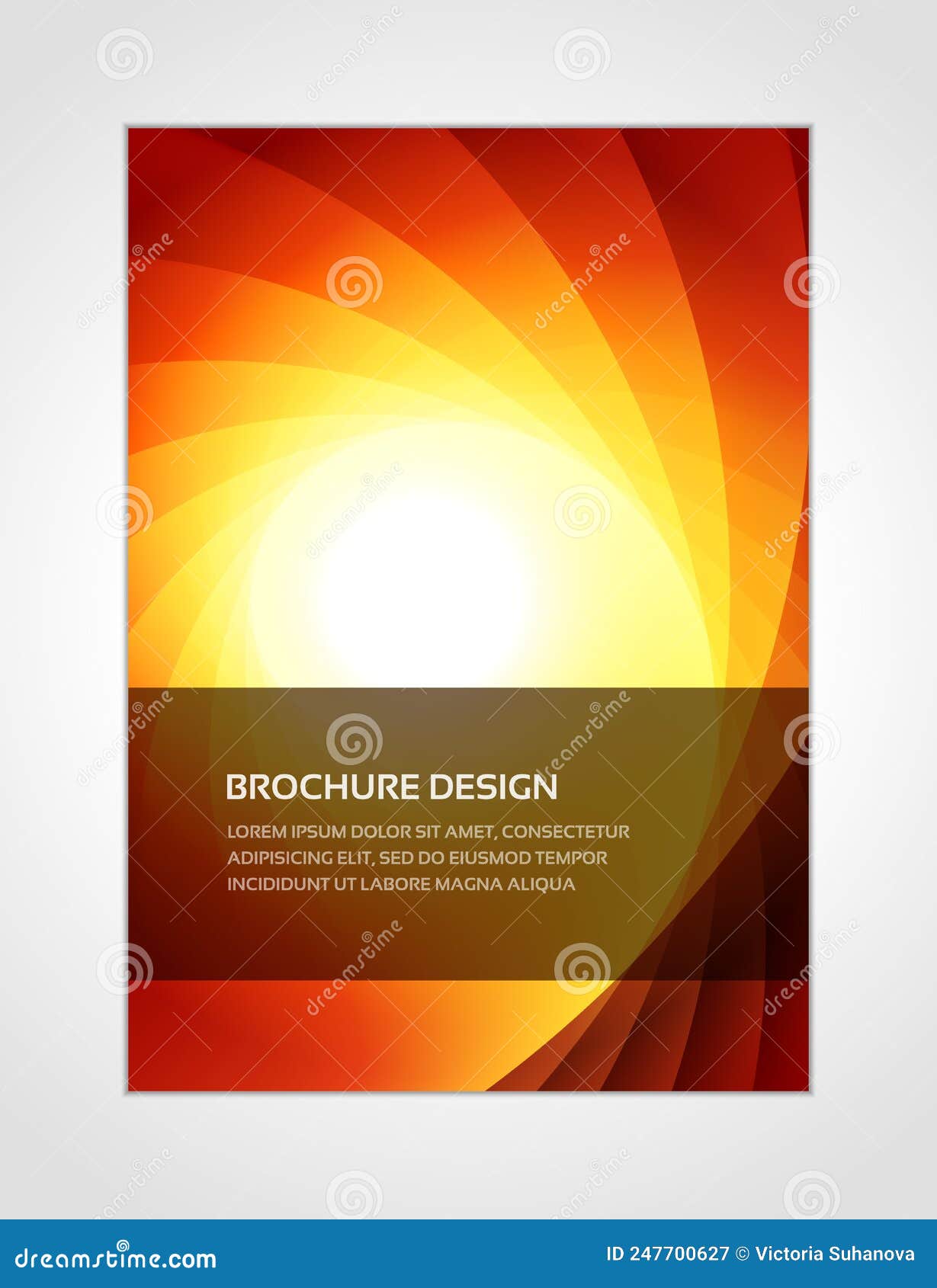 Abstract Yellow Red Circle Rays Glowing Twist Flow Brochure Design