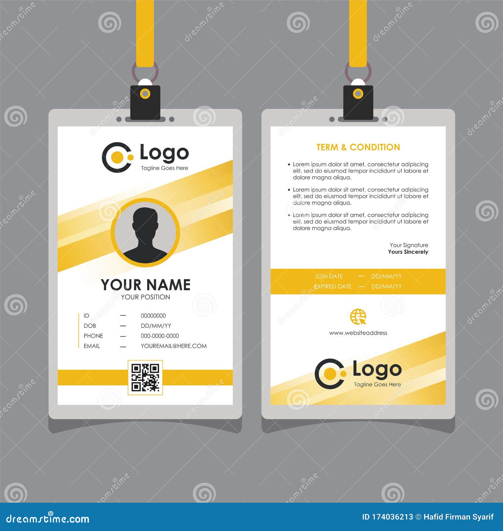 Abstract Yellow Line Id Card Design Template Vector Stock Vector Throughout Photographer Id Card Template