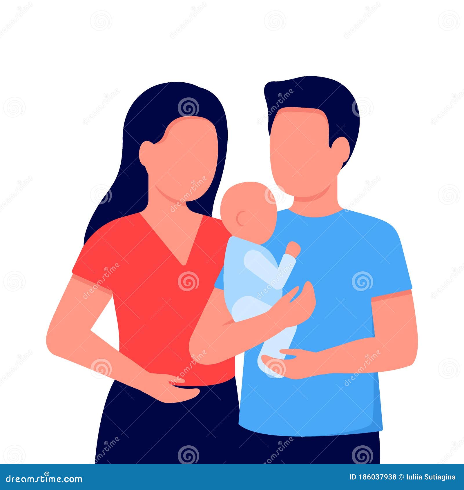 Abstract Young Mother, Father and Baby Little Son. Family Communication  Together. Vector Stock Vector - Illustration of cute, cartoon: 186037938