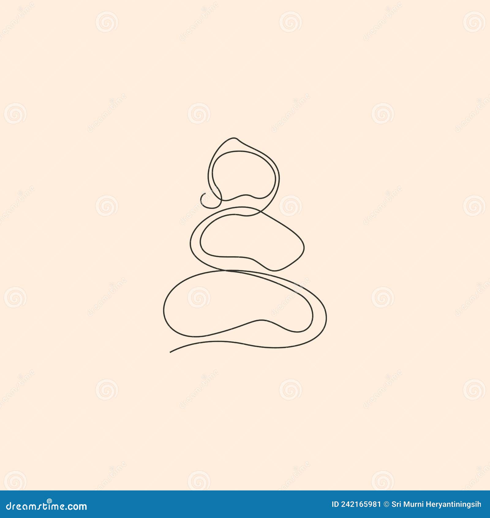 abstract zen stone line art    