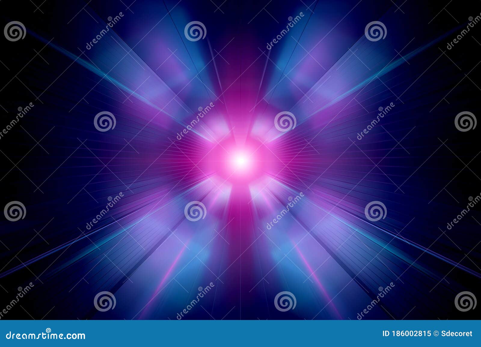 Abstract Zoom Effect in Blue and Pink Neon Tunnel Background Stock