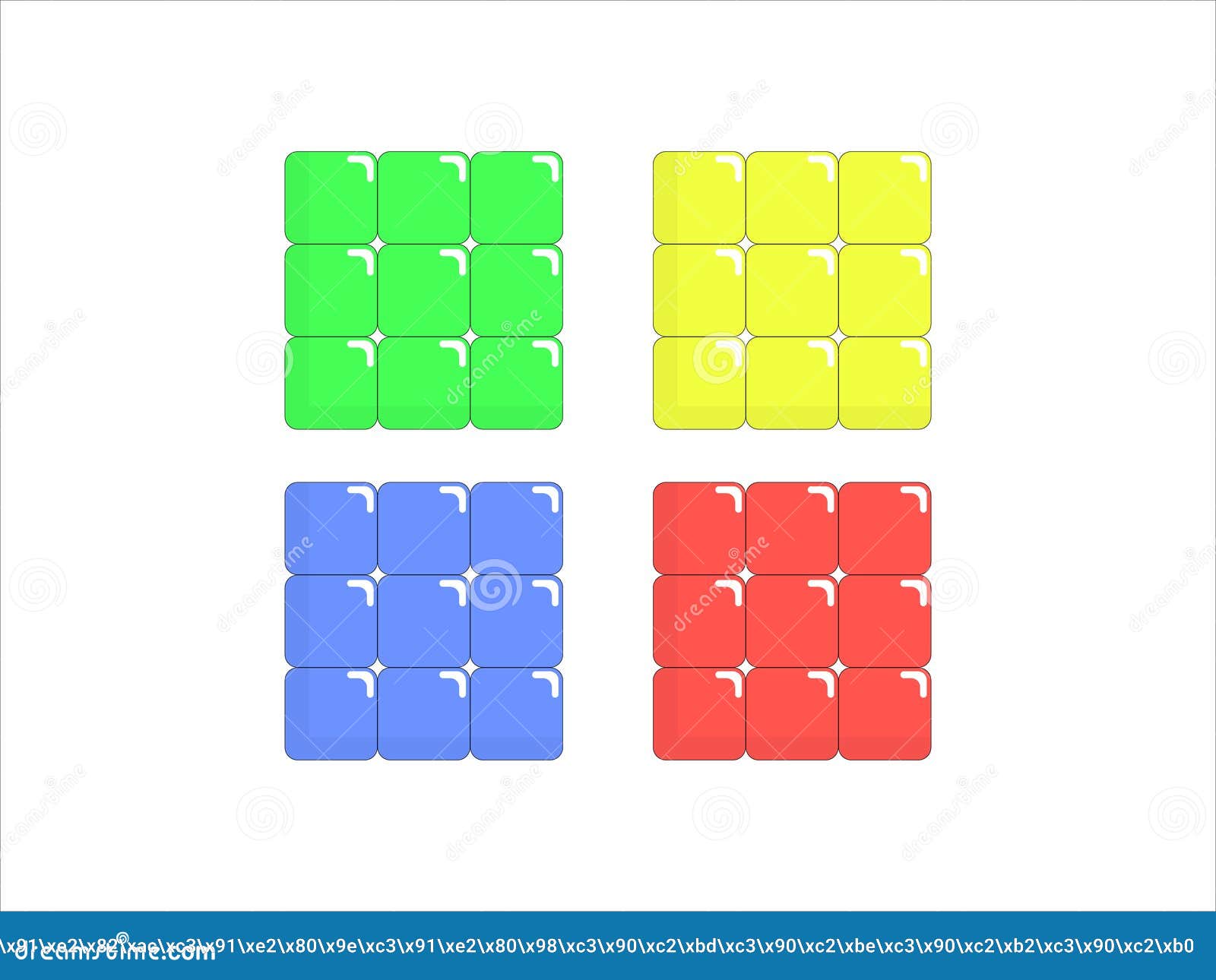 abstraction of s from squares of different colors on a white background.