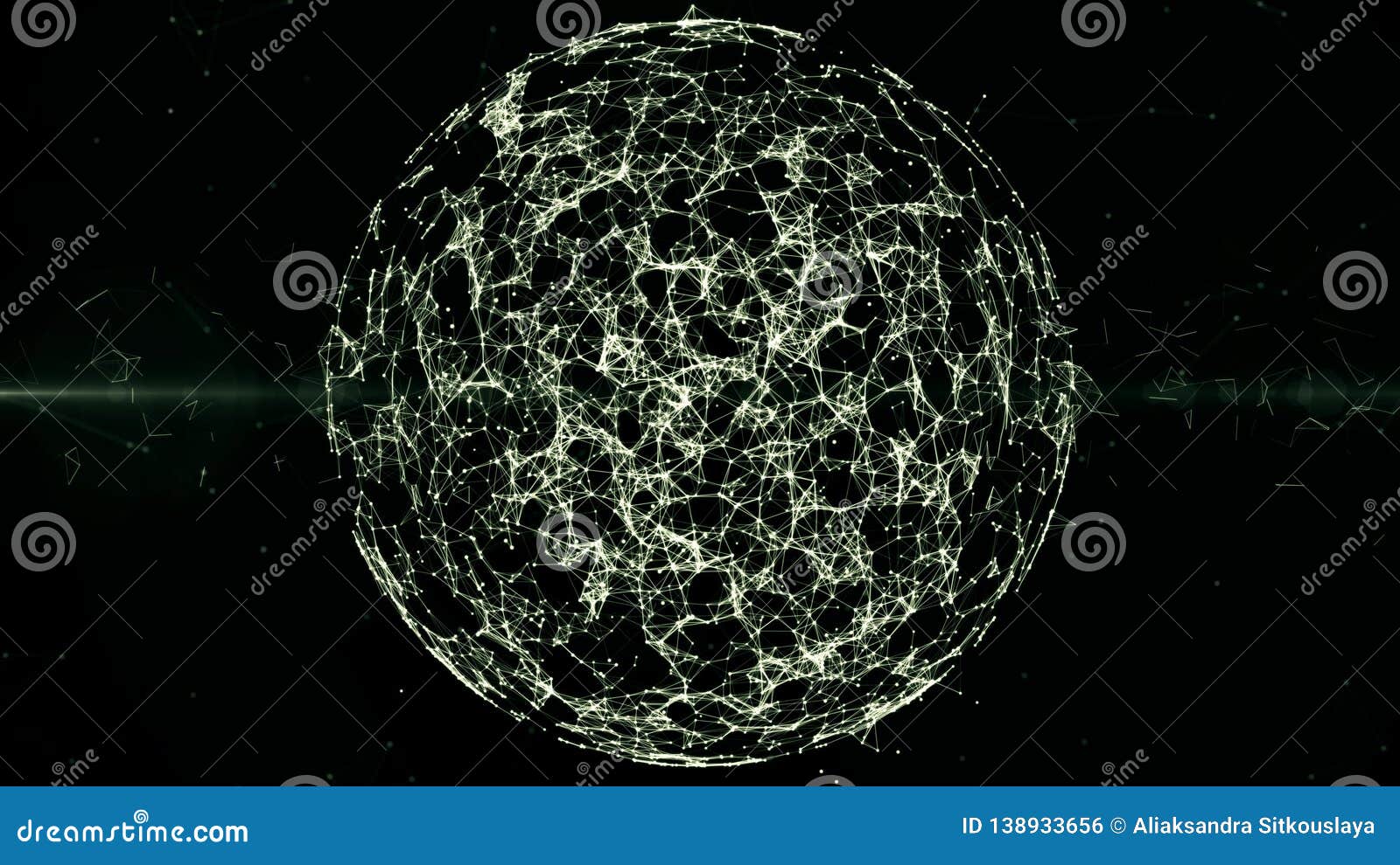 Abstrakcjonistyczna geometryczna plexus sfera, kuli ziemskiej tło z chodzenie liniami, kropki i trójboki, Plexus fantazi abstrakt