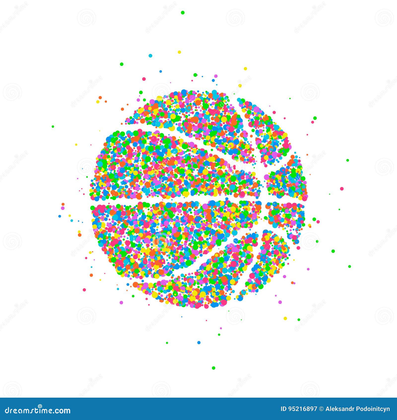 Abstrakte Basketball Ikone. Abstrakte Zeichnung eines Basketballballs von den mehrfarbigen Kreisen Auch im corel abgehobenen Betrag