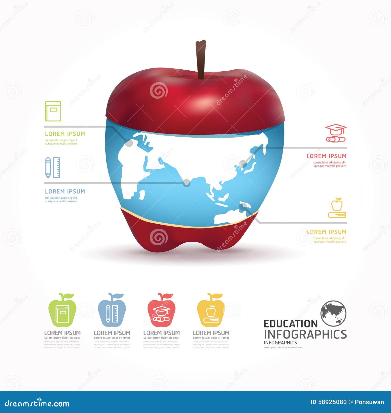 Abstrakte Infographic Designwelt Mit Apfelschablone/kann Sein Vektor
