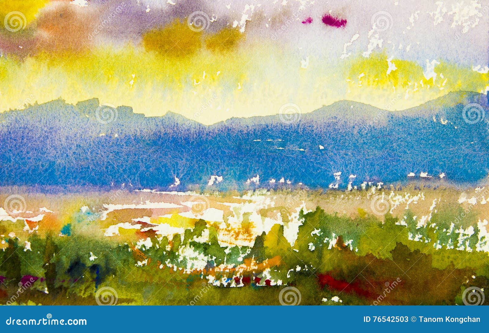 Abstraktes Aquarell Das Ursprungliche Landschaft Bunt Von Mou Malt Stock Abbildung Illustration Von Ursprungliche Aquarell