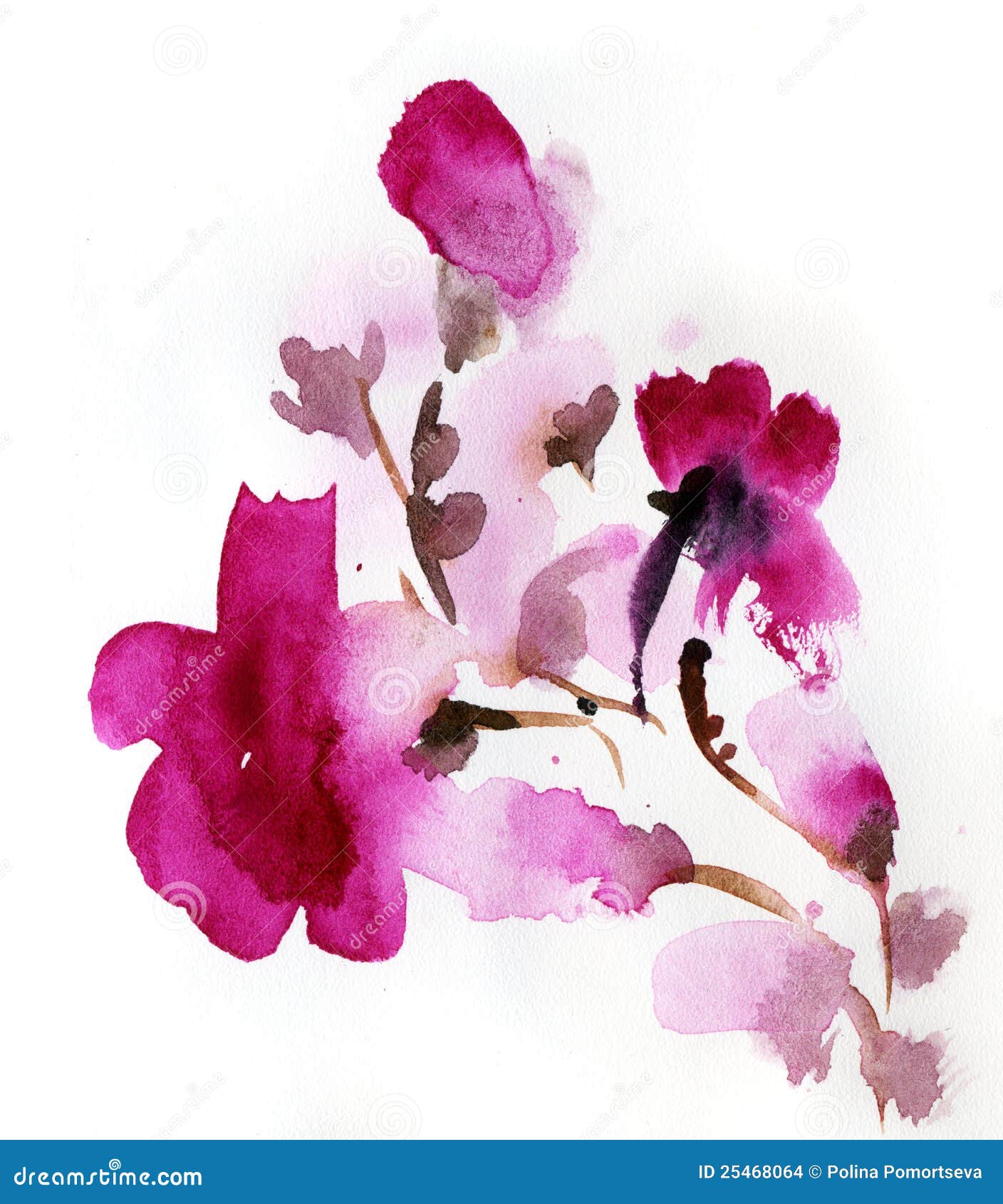 Kirsche Bluht Kunstdruck Aquarell Blumendruck Rosa Blumenmuster