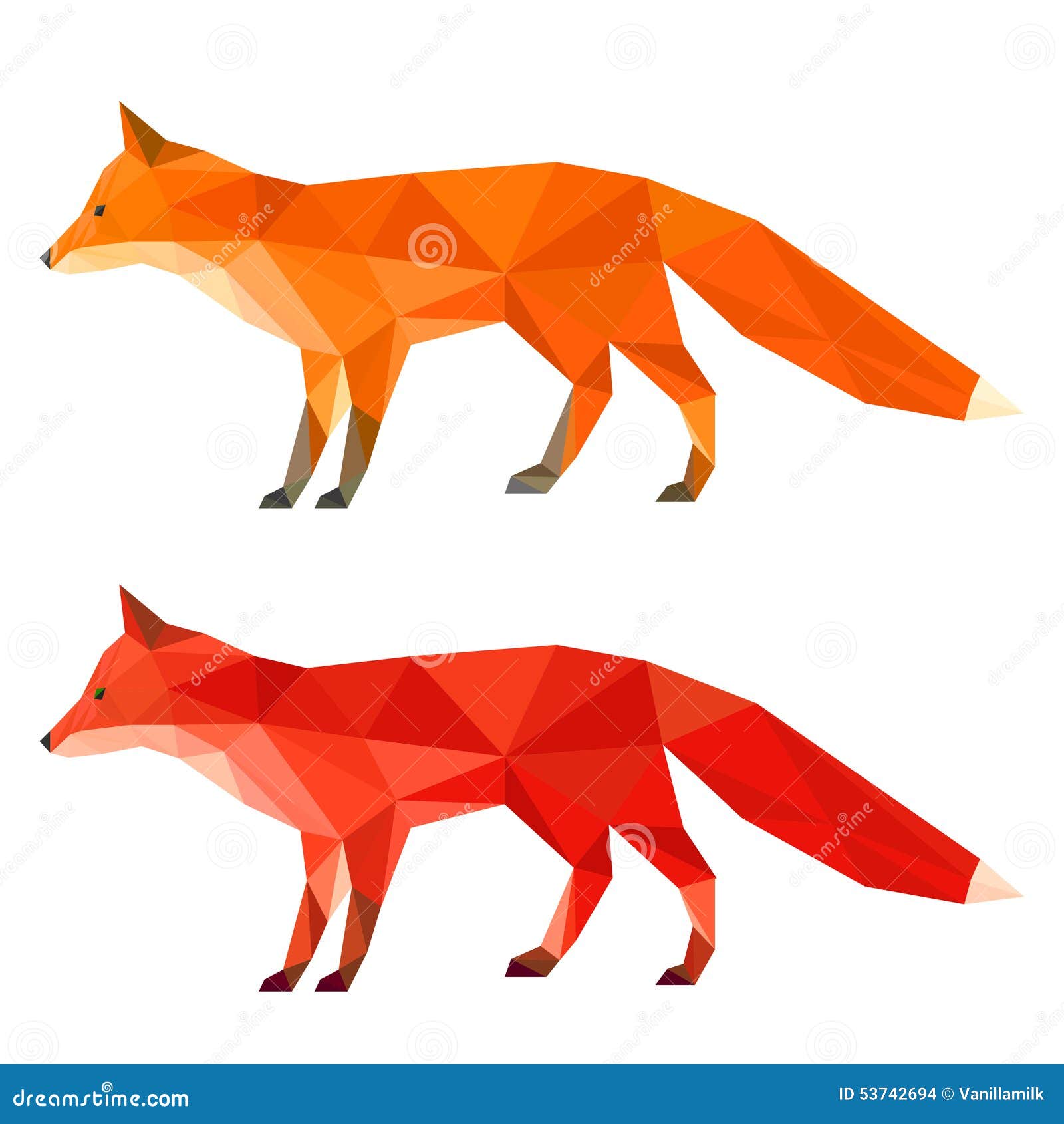 Abstraktes Helles Rot Und Dreieckfuchssatz Des Ingwers Polygonaler Geometrischer Lokalisiert Auf Weissem Hintergrund Fur Gebrauch Vektor Abbildung Illustration Von Geometrischer Fur