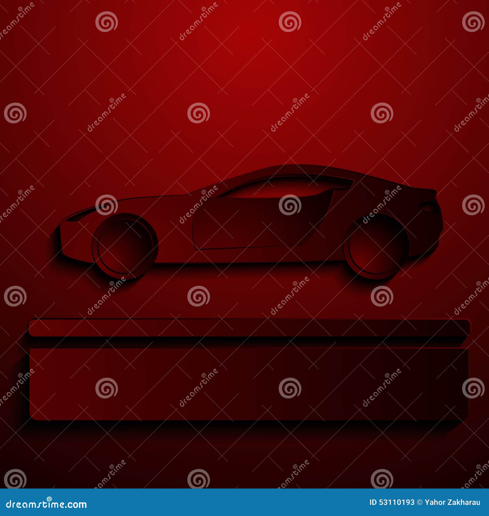 Abstraktes Zeichen des Automobils für Verkauf Einfache Illustration mit stilisiertem Schattenbild des Fahrzeugs Vektor-Hintergrund mit Textbox für Darstellung ENV 10