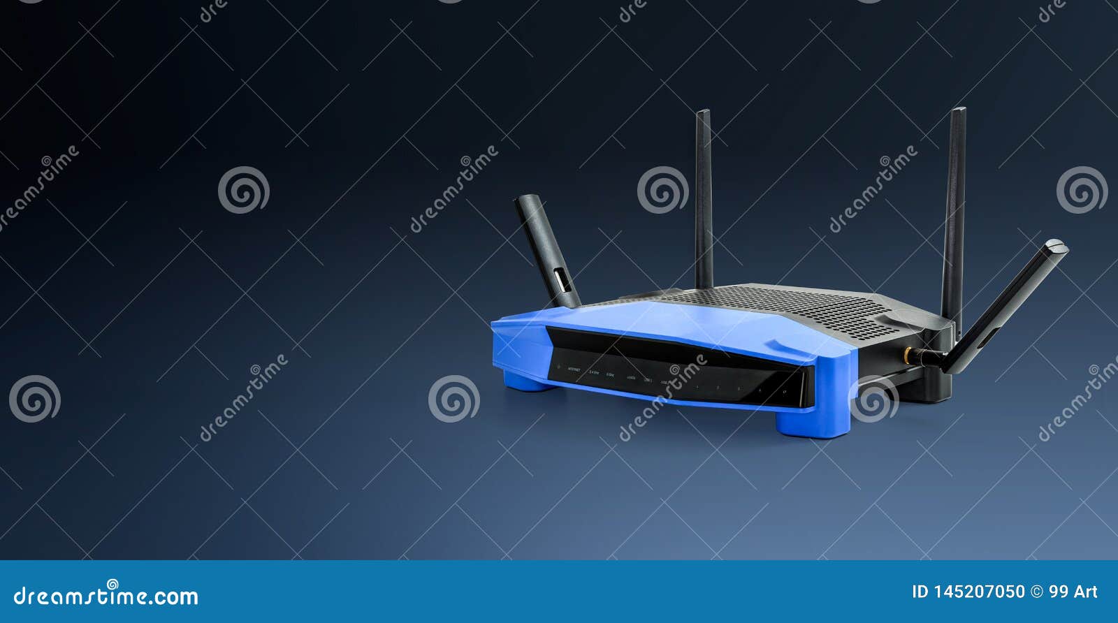 abtract 5g , 2.4g modern wireless wifi router blue background with clipping path