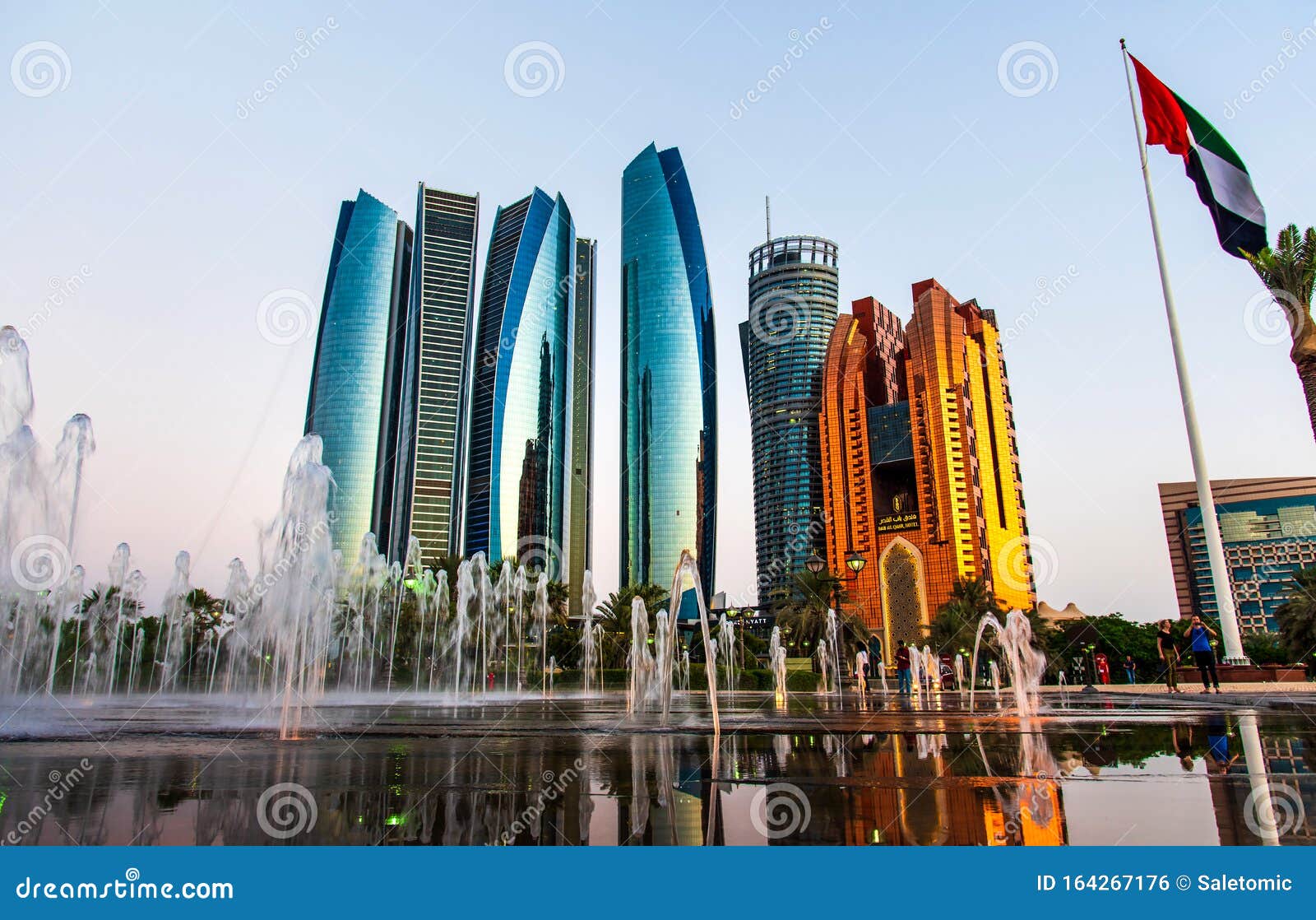 abu dhabi, united arab emirates - november 1, 2019: etihad towers skyscrapers at the downtown abu dhabi