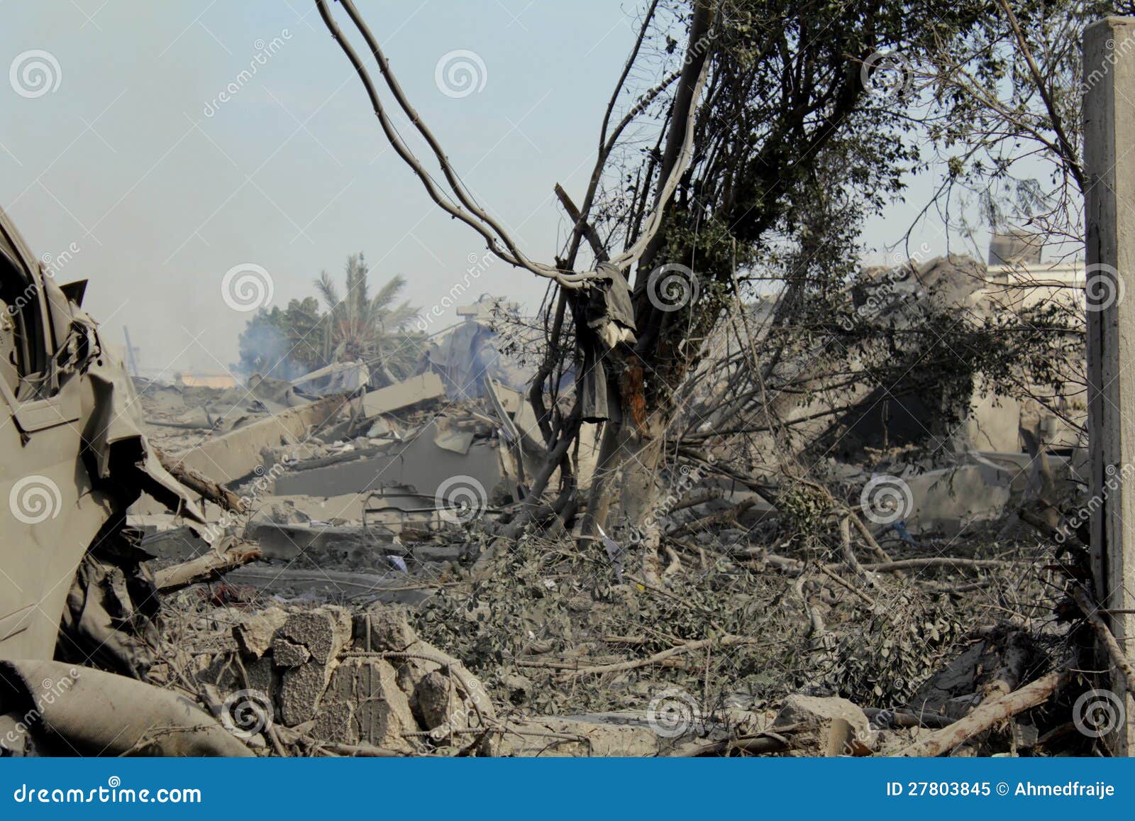 Abu khadra ruins. The ruins of the bombed compound Abu Khadra