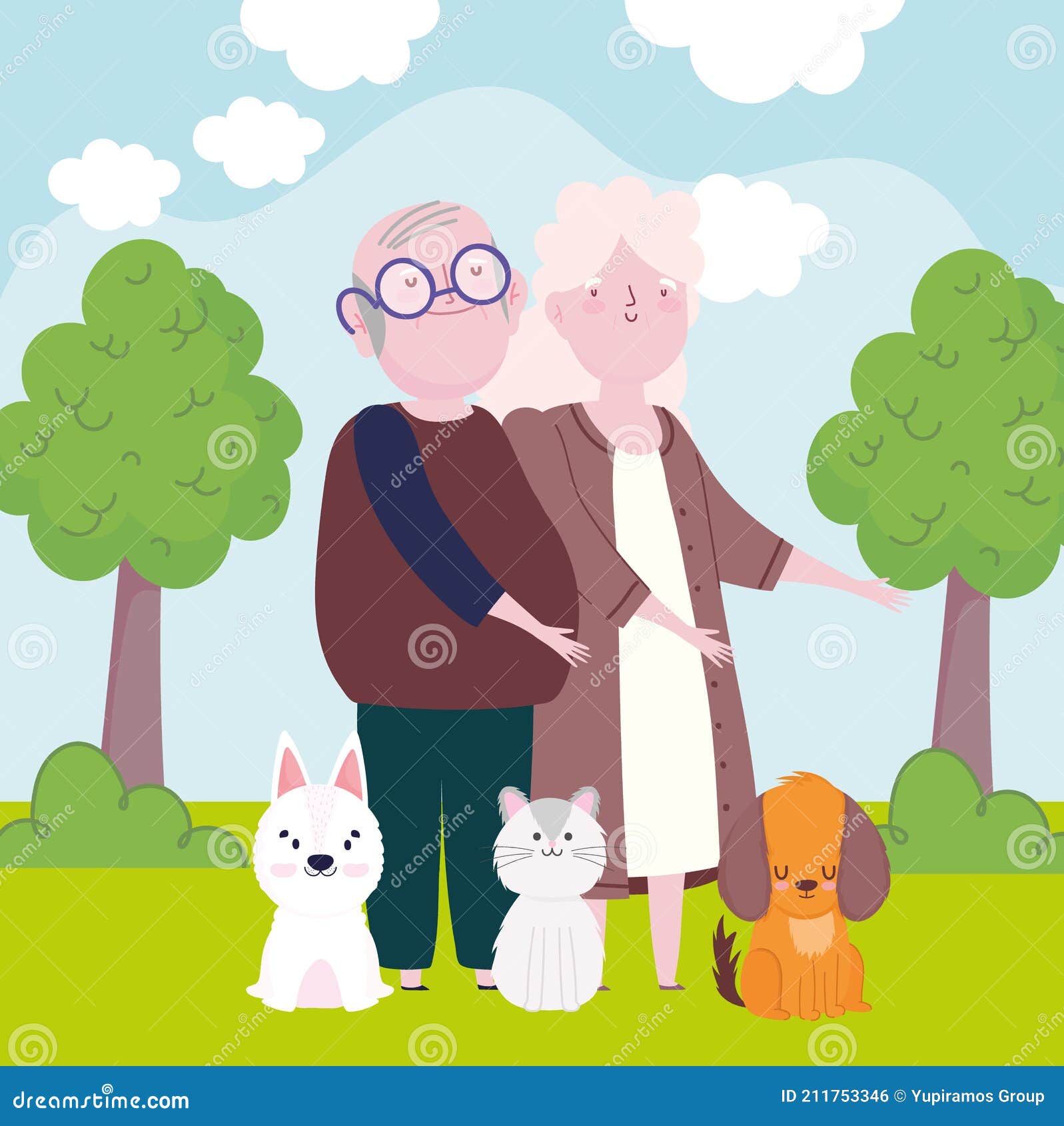 Abuelitos mascotas ilustración del vector. Ilustración de familia - 211753346 Abuelitos mascotas ilustración del vector. Ilustración de familia - 211753346