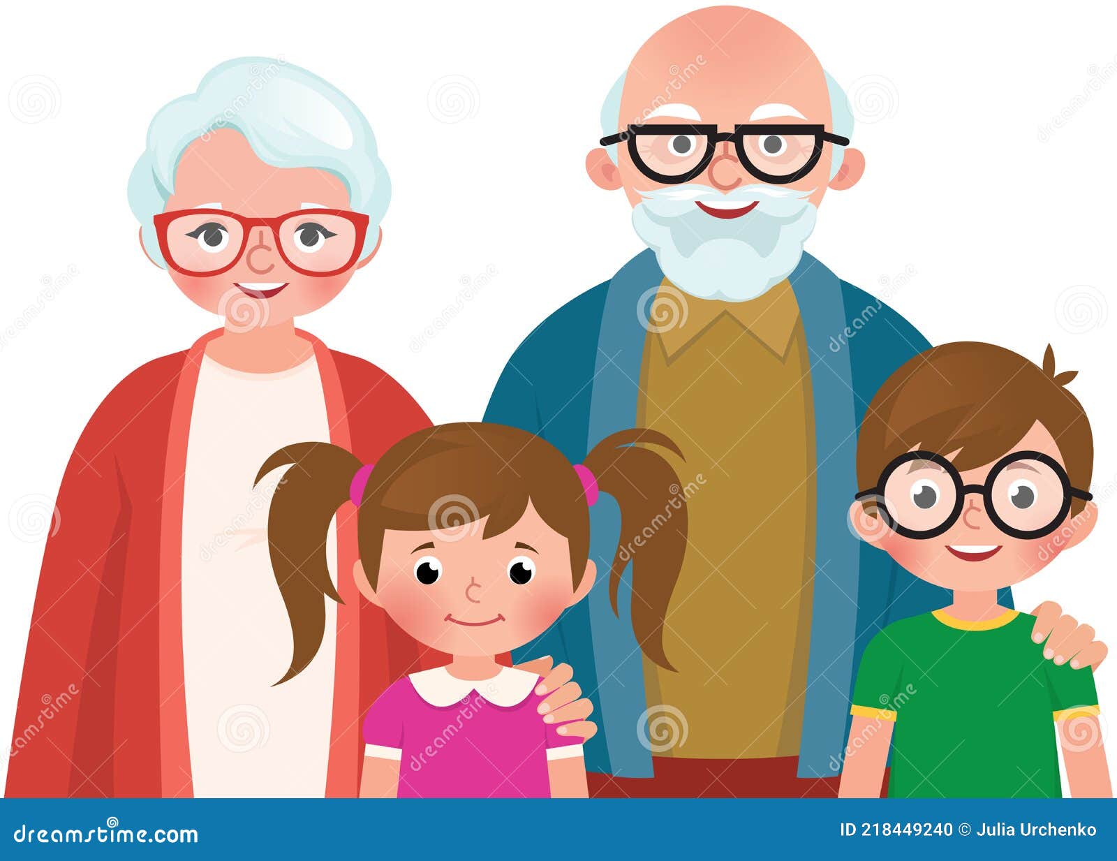 Abuelos De Dibujos Animados Con Nietos Ilustración del Vector - Ilustración  de familia, nieto: 218449240
