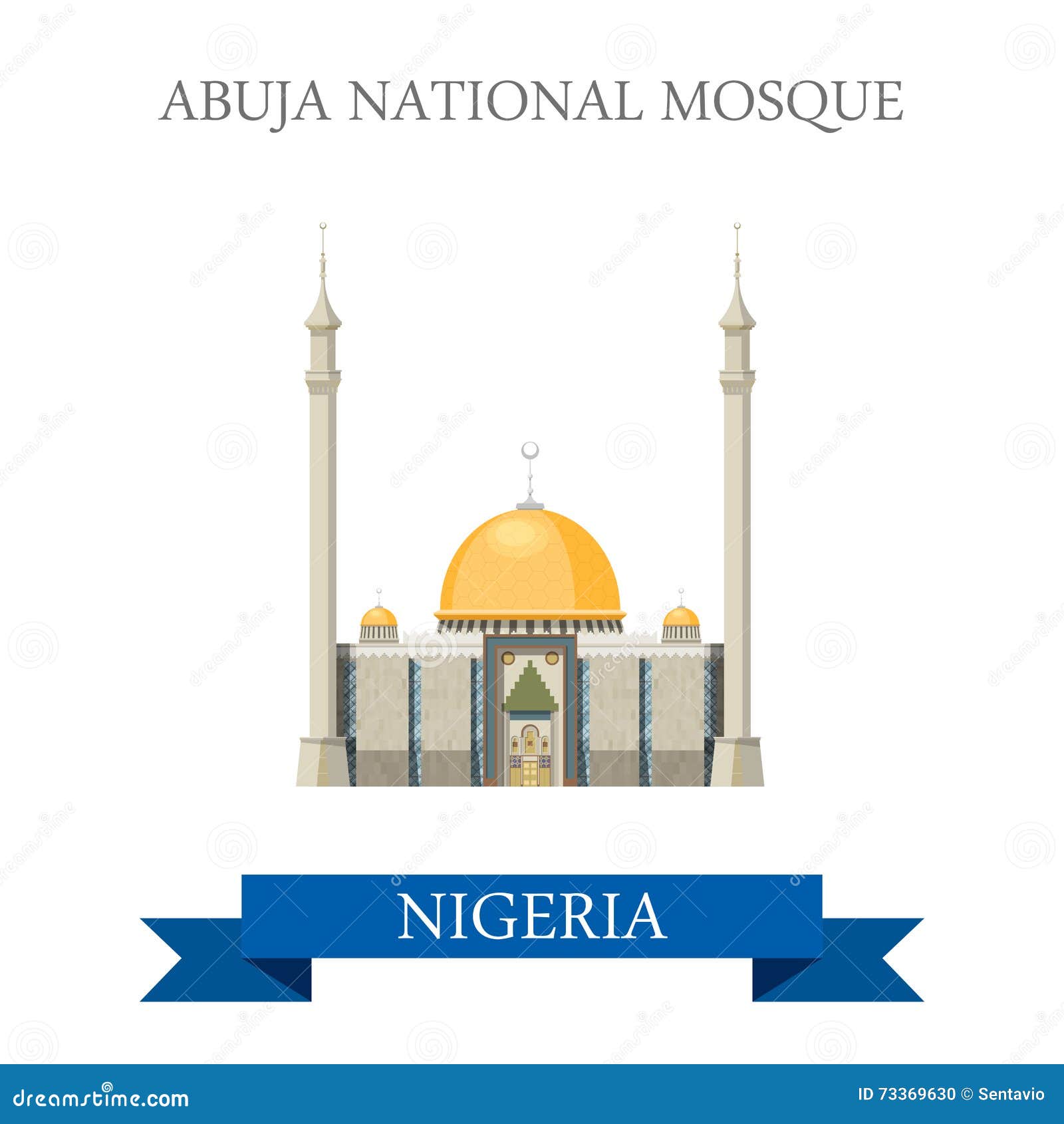 abuja national mosque nigeria. flat historic vecto