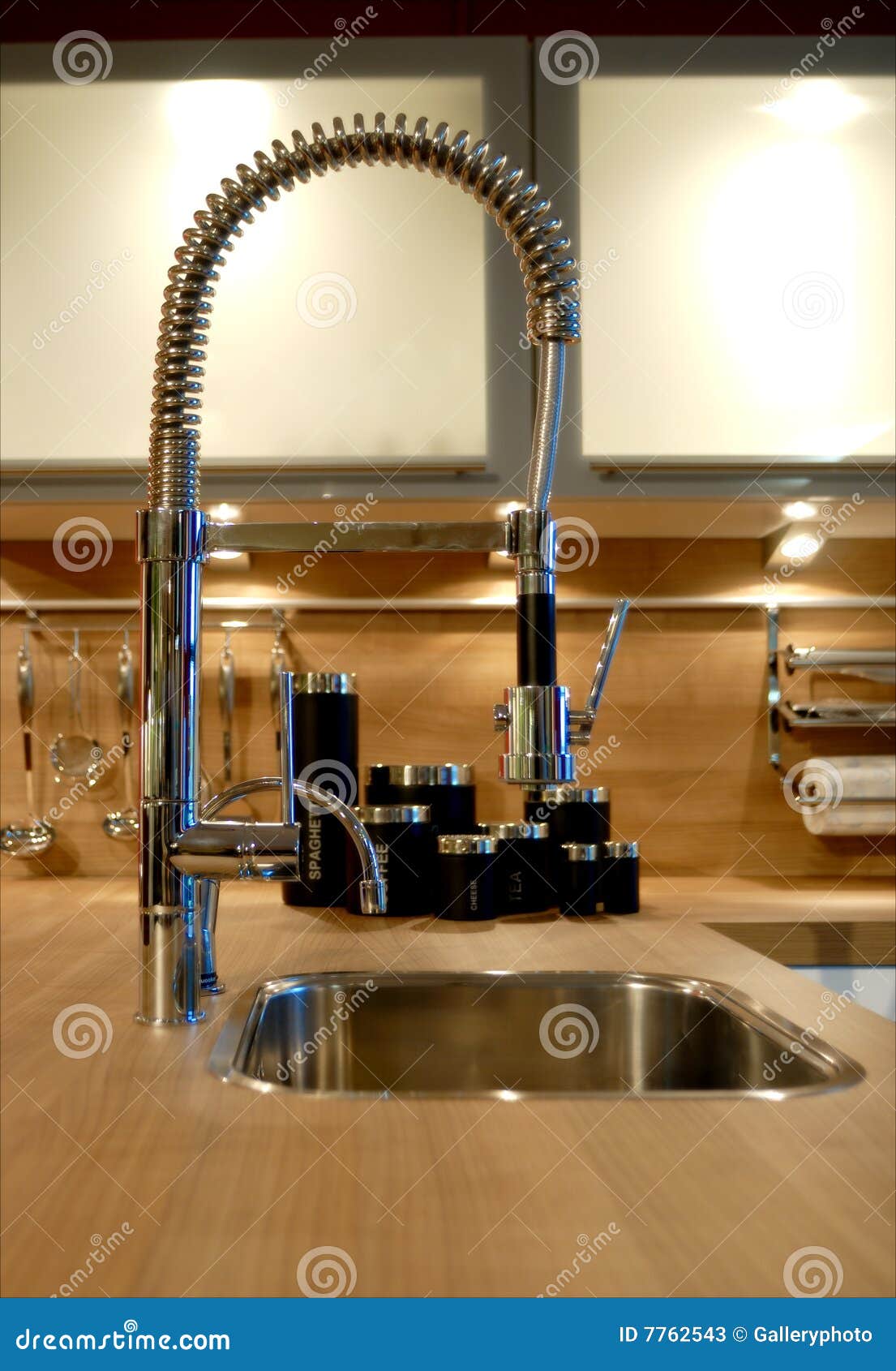 Abundance Tap and Kitchen Sink in Design Kitchen Stock Image Image of