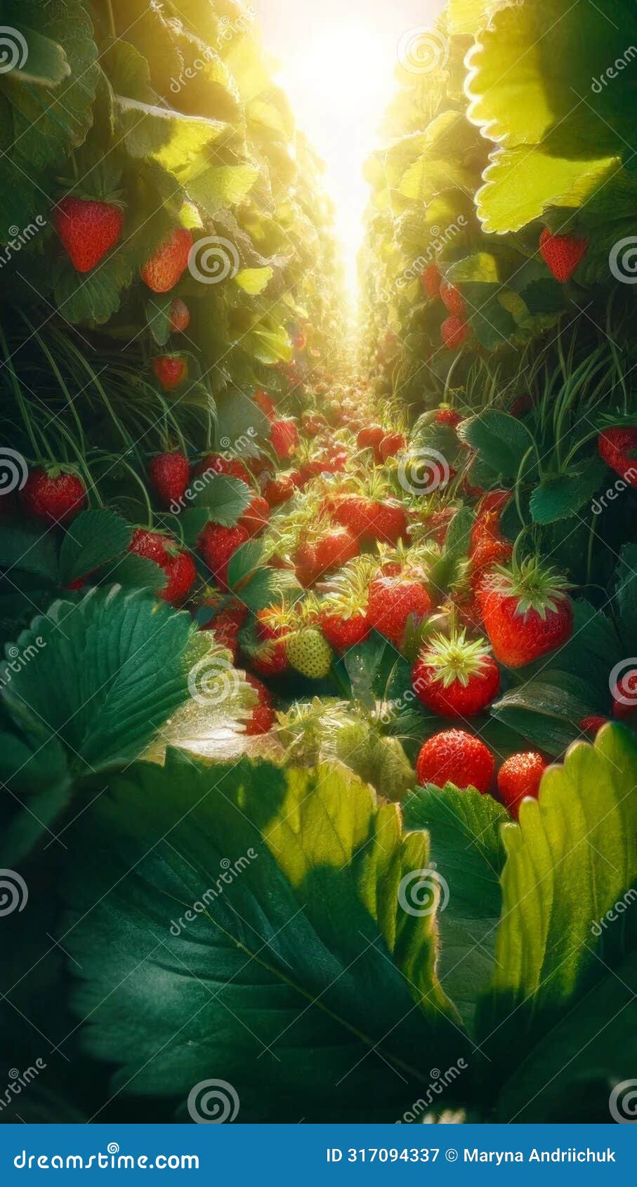 abundant harvest of strawberries in garden