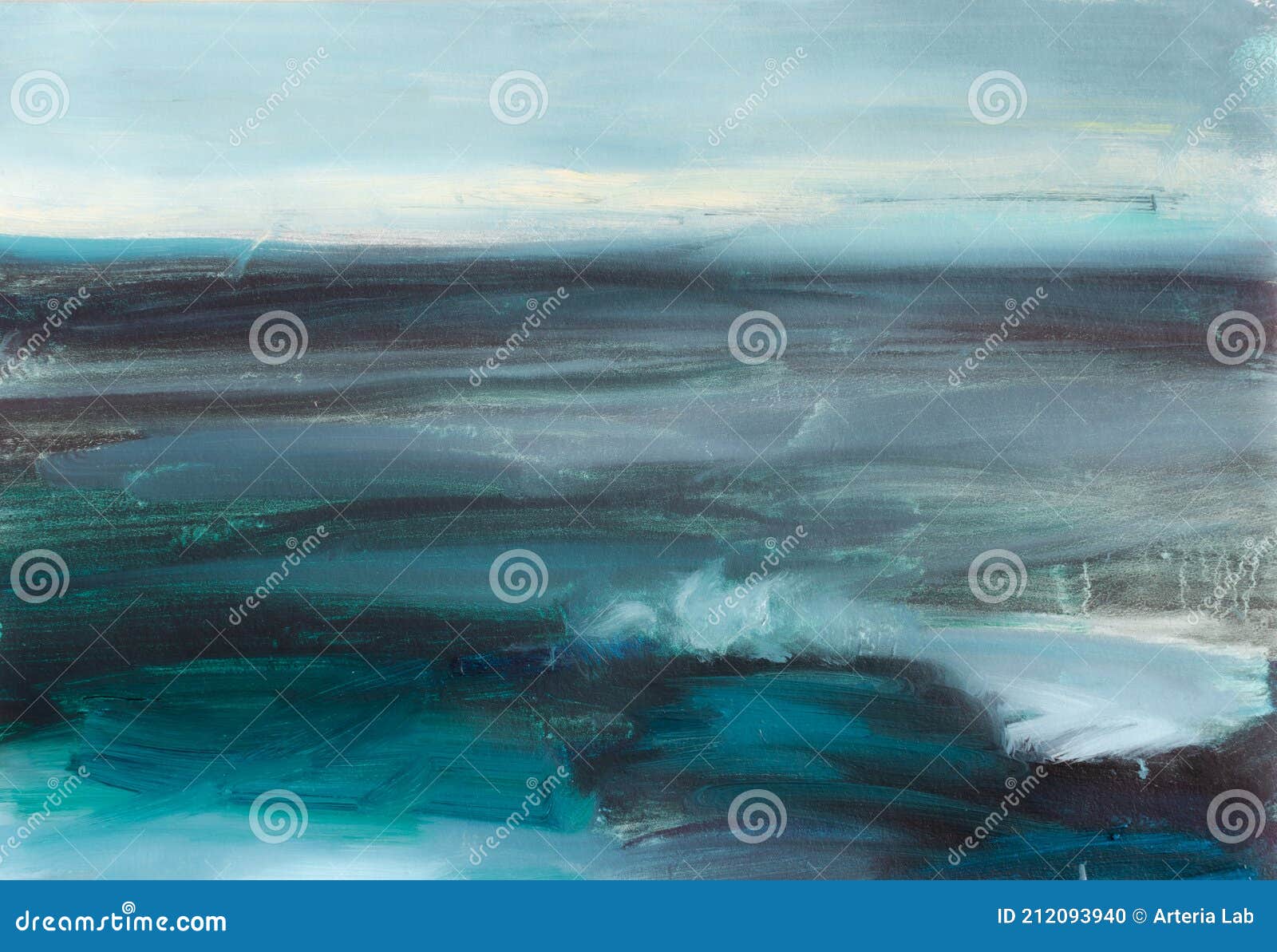 Abstract Landscape Art Background. Seascape Contemporary Art. Oil ...