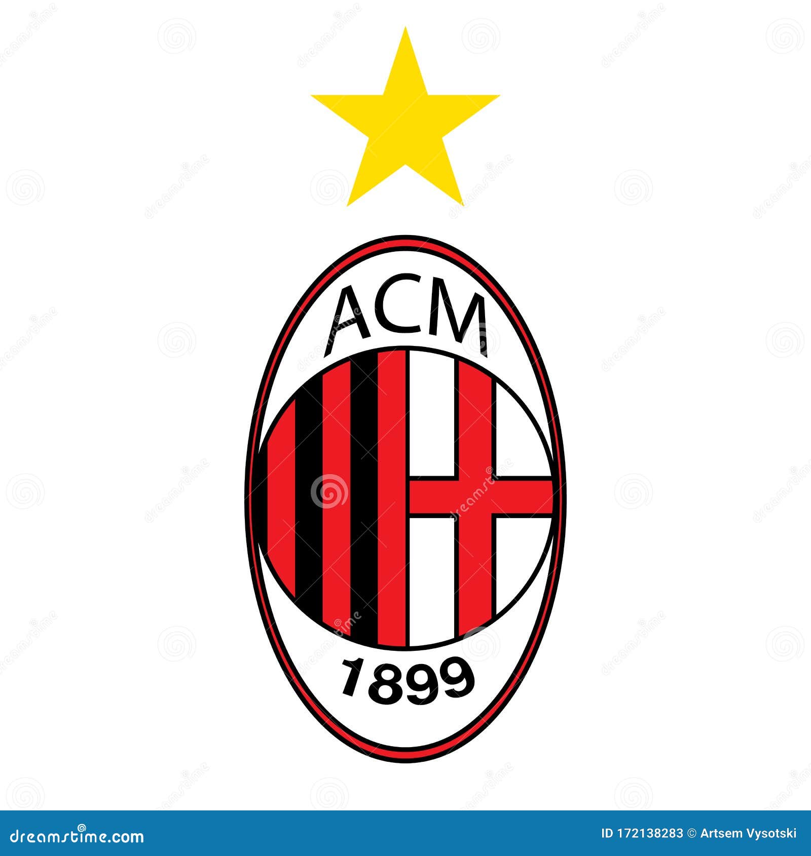 Milan Football Club Logo Vector Template With Gold Star. Professional