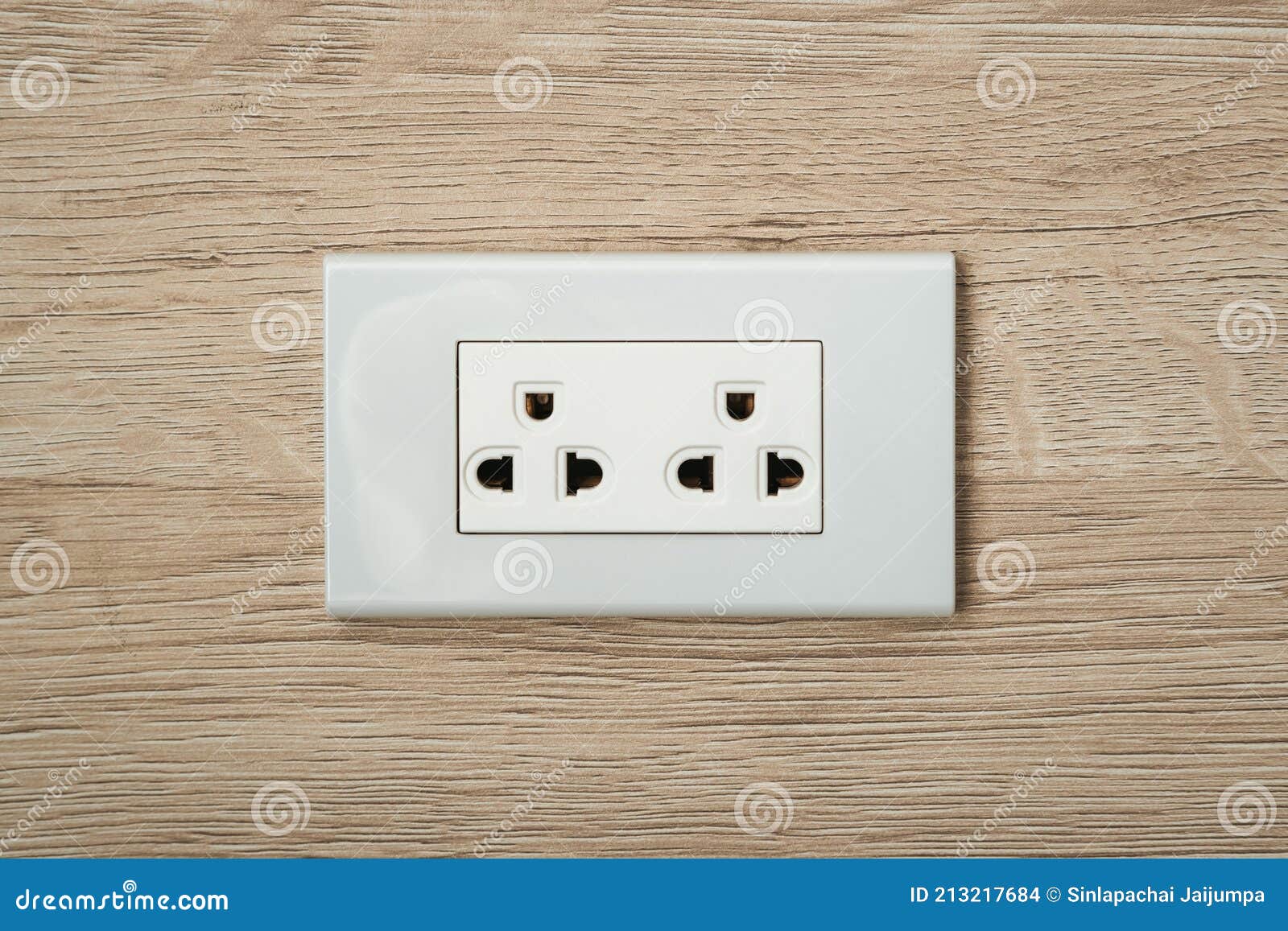 AC Power Plugs and Sockets in Wooden Wall Stock Photo Image of safety