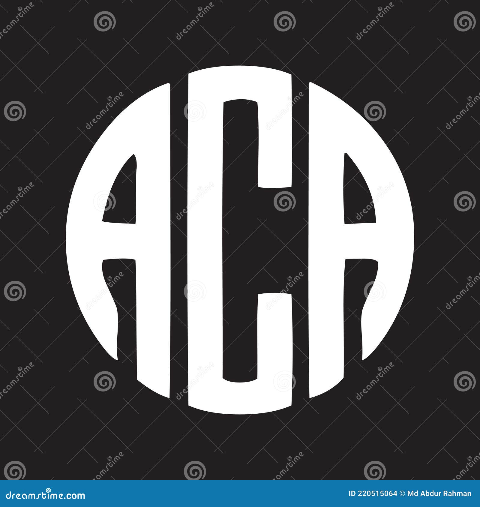 ACA Letter Logo Design on Black Background.ACA Creative Initials Letter