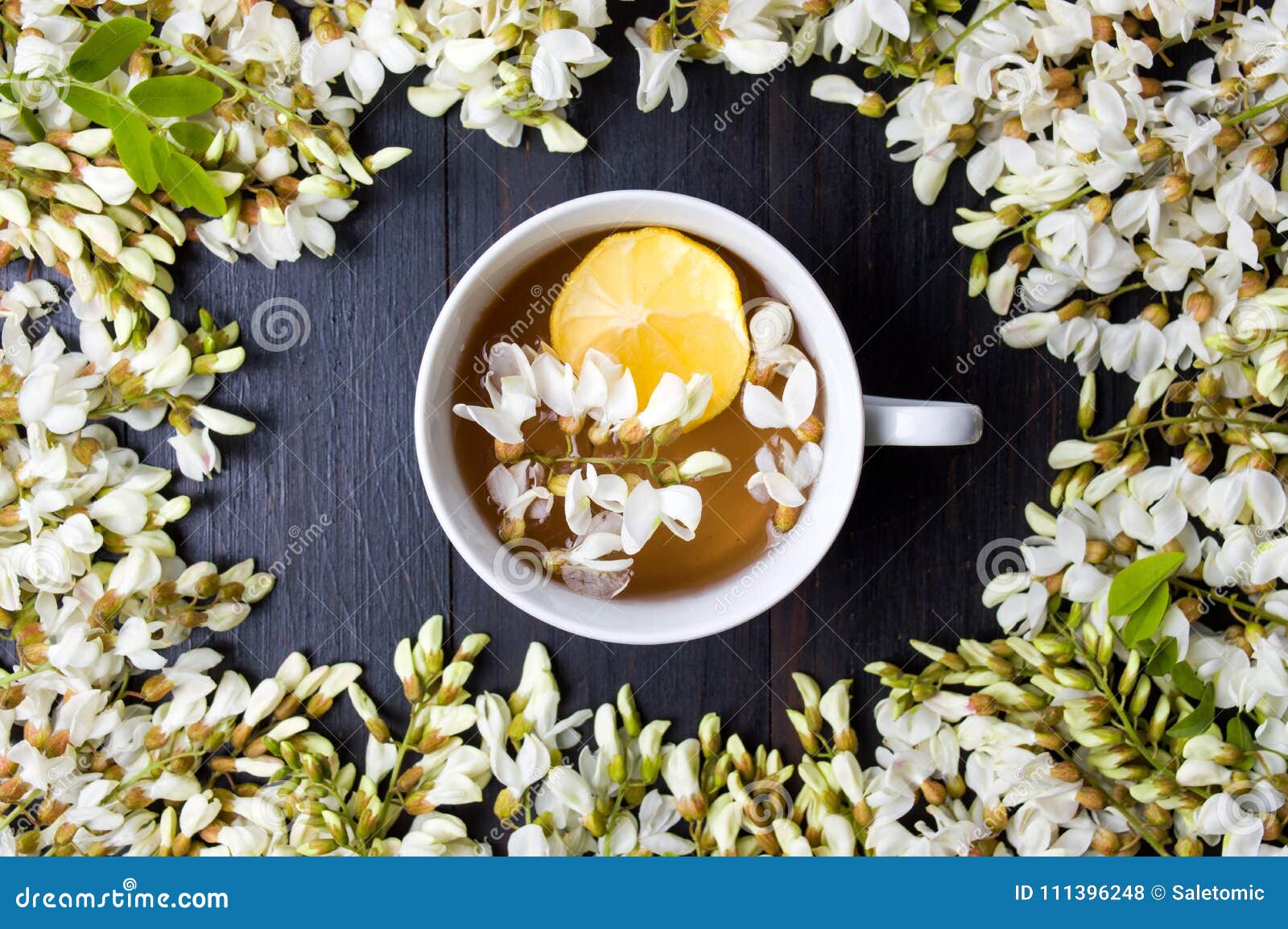 Acacia Herbal Tea and Flowers Stock Photo Image of organic, color