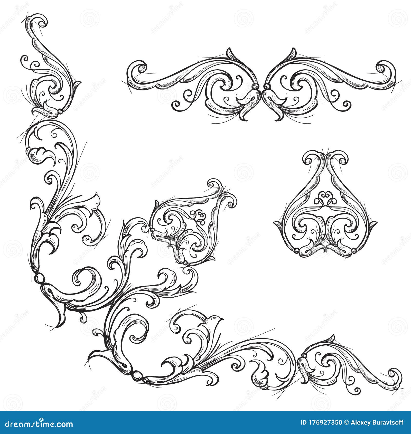 Acanthus corner element stock vector. Illustration of design - 176927350