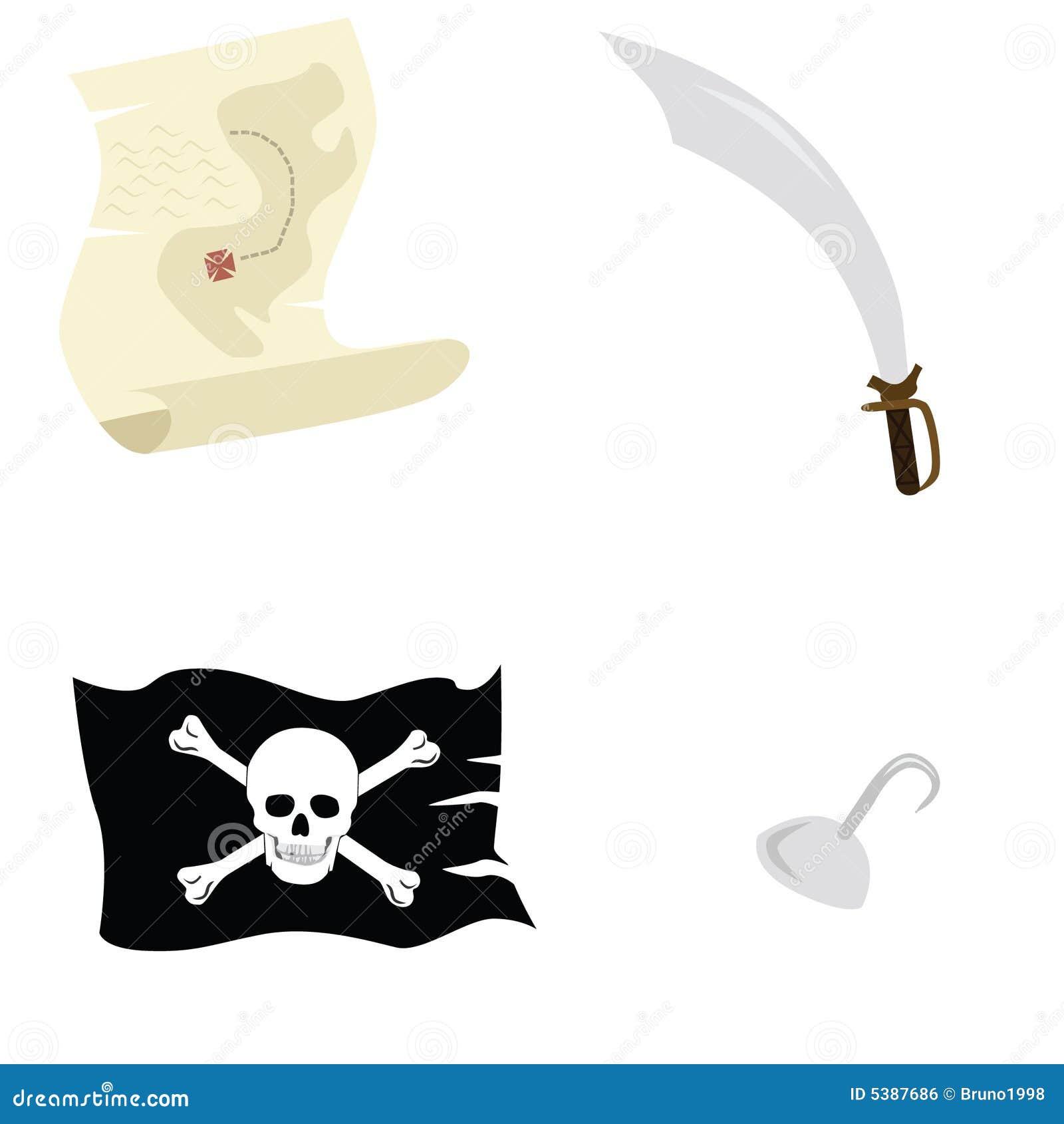 Accesorios del pirata ilustración del vector. Ilustración de indicador -  5387686