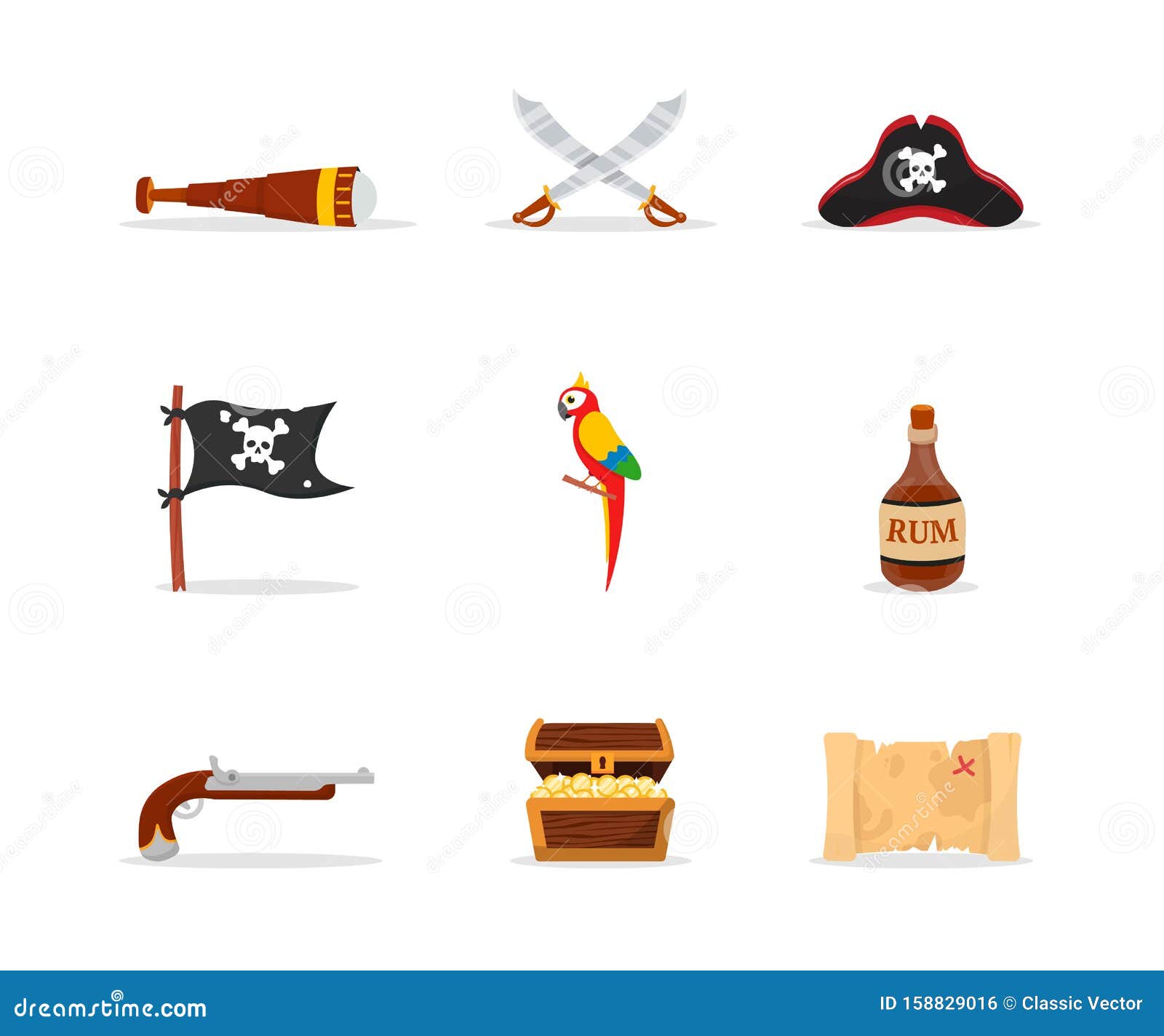 Accesorios Piratas Ilustraciones Vectoriales Planas Ilustración del Vector  - Ilustración de armadura, espada: 158829016