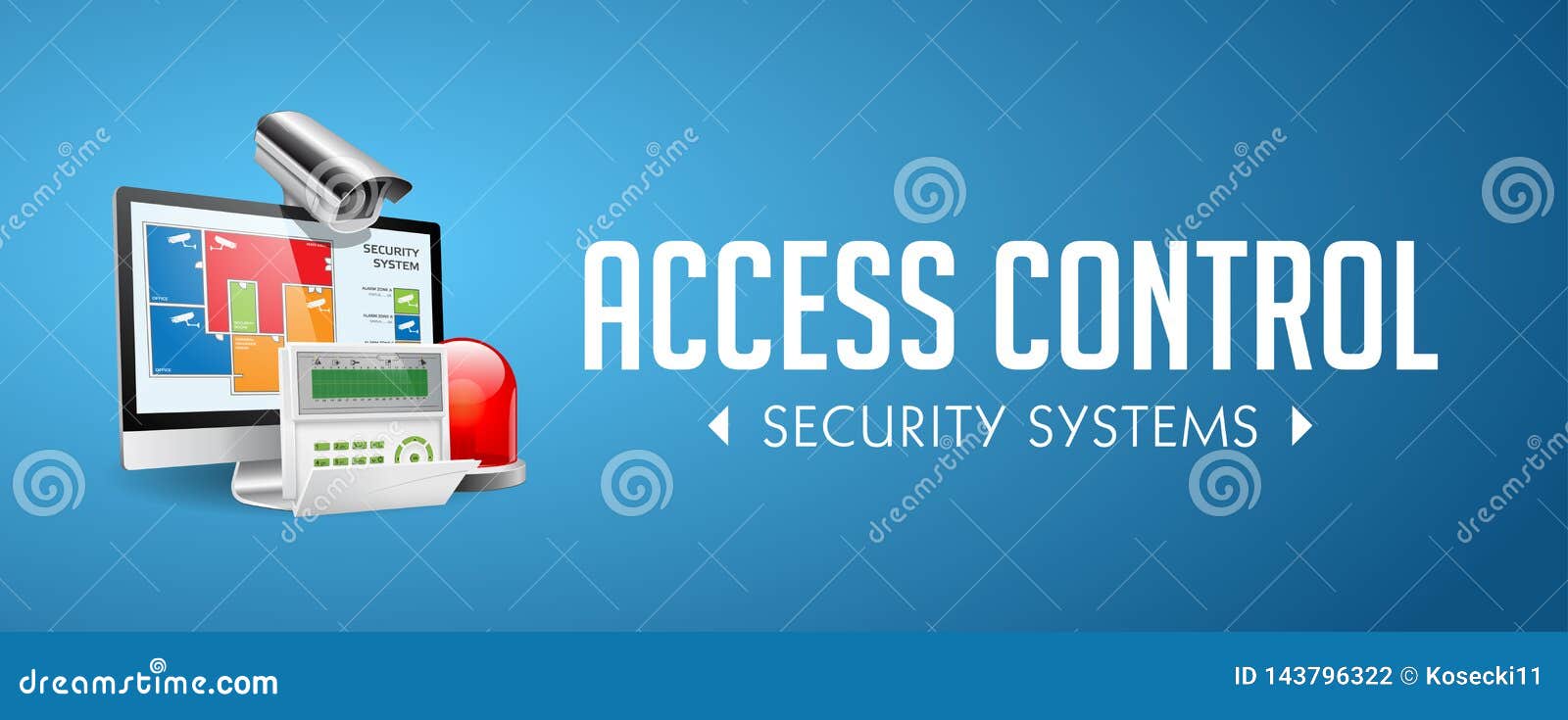 access control system - alarm zones - security system concept - website banner