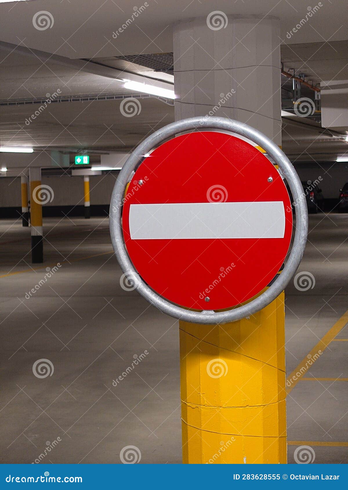 Access Prohibited or Forbidden Access Road Traffic Sign on a Pole Inside  Underground Car Park, No People Stock Image - Image of icon, roadside:  283628555