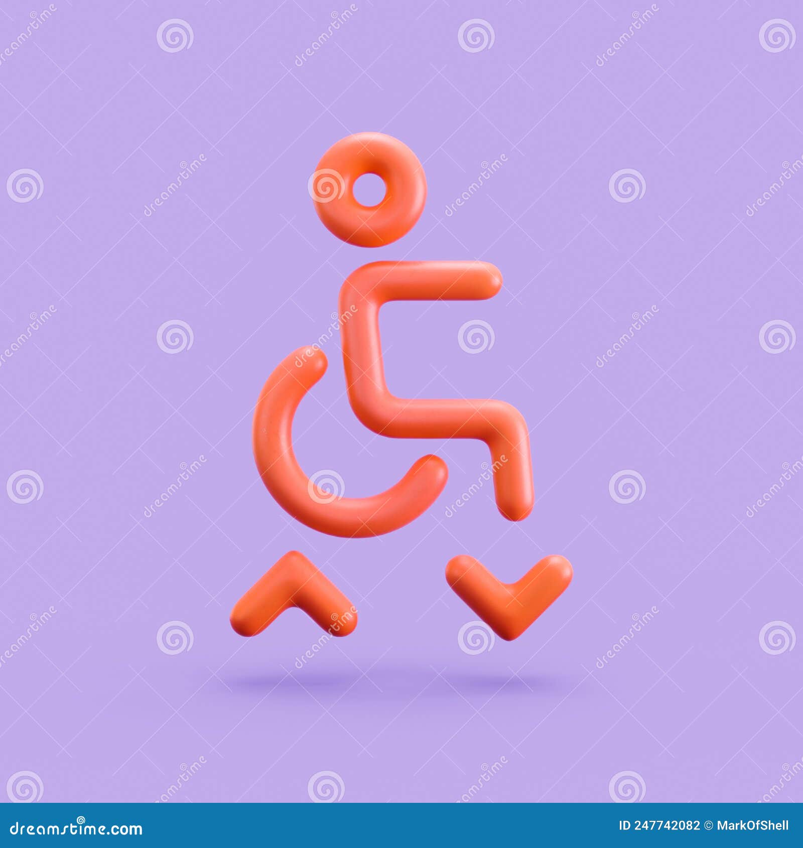 Accessibility Icon, Handicap Lift 3D Icon. Monochrome Outline Icon, 3d