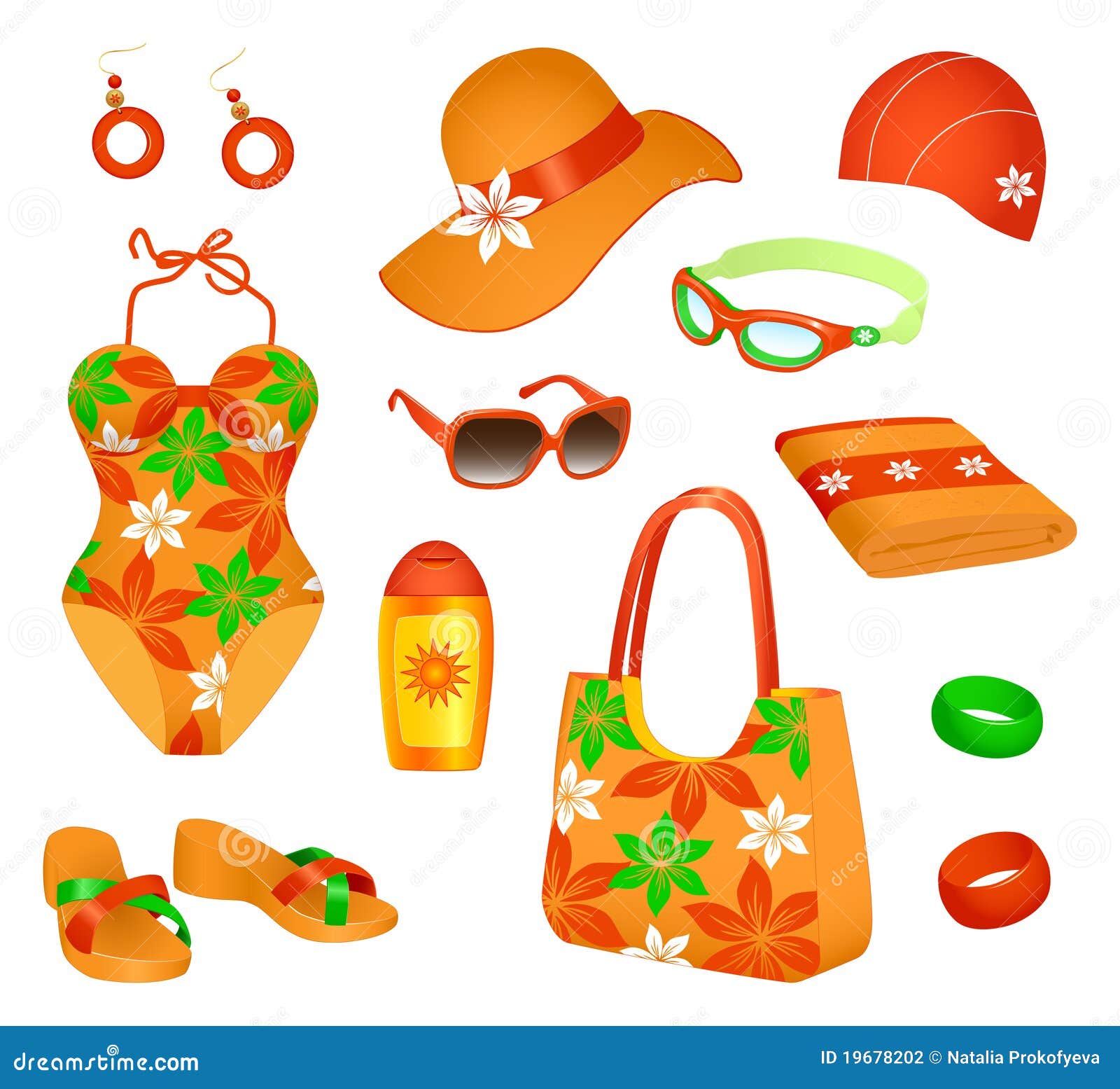 Accessoires De Plage Pour Le Femme Illustration de Vecteur - Illustration  du plage, élément: 19678202