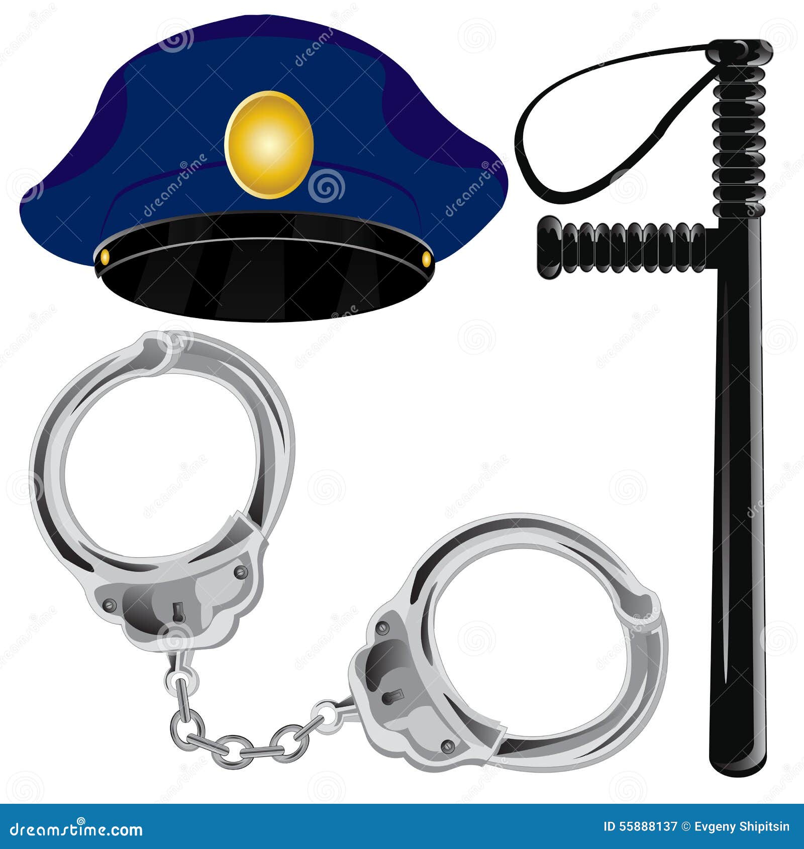 Accessori della polizia illustrazione vettoriale. Illustrazione di ordine -  55888137