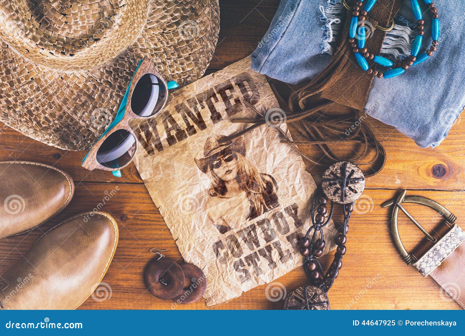 Accessories Cowboy Retro Style Stock Image - Image of country, hardwood ...