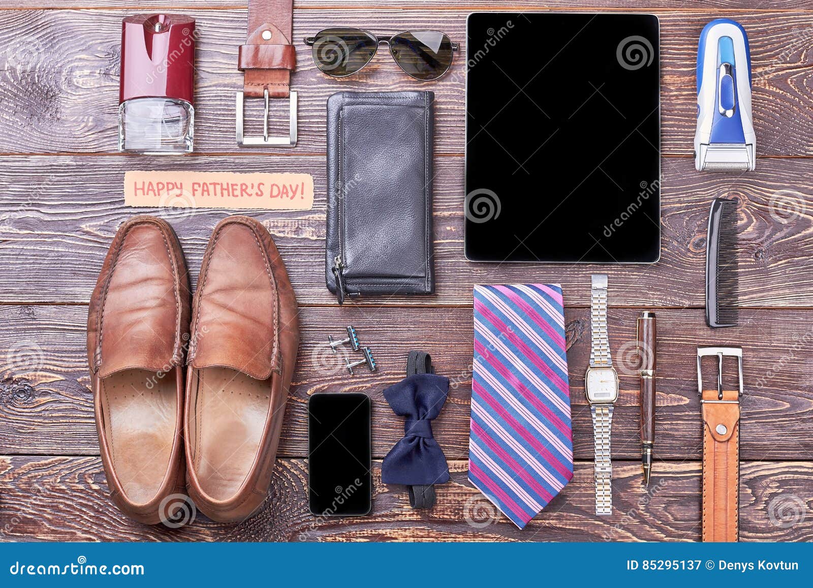 Accessories and Father`s Day Card. Stock Image - Image of fashion, gift ...