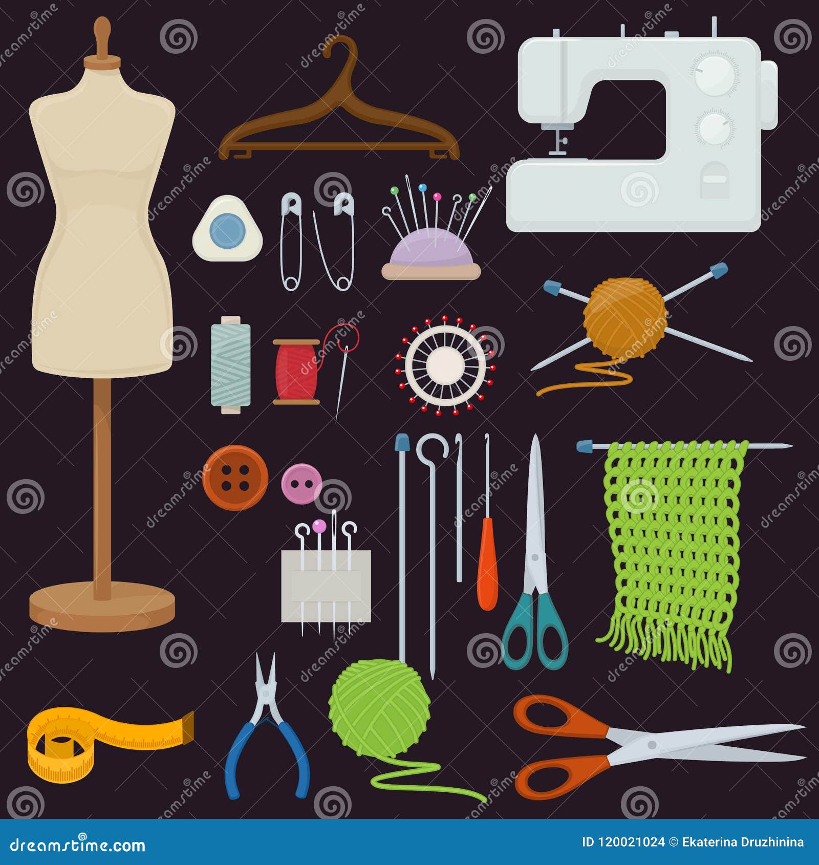 Accessories for needlework stock vector. Illustration of collection