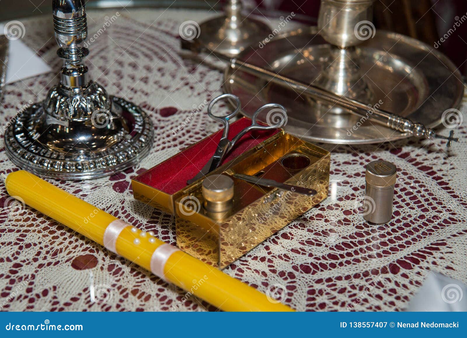 Accessories of a Priest for Christian Baptism Stock Image Image of