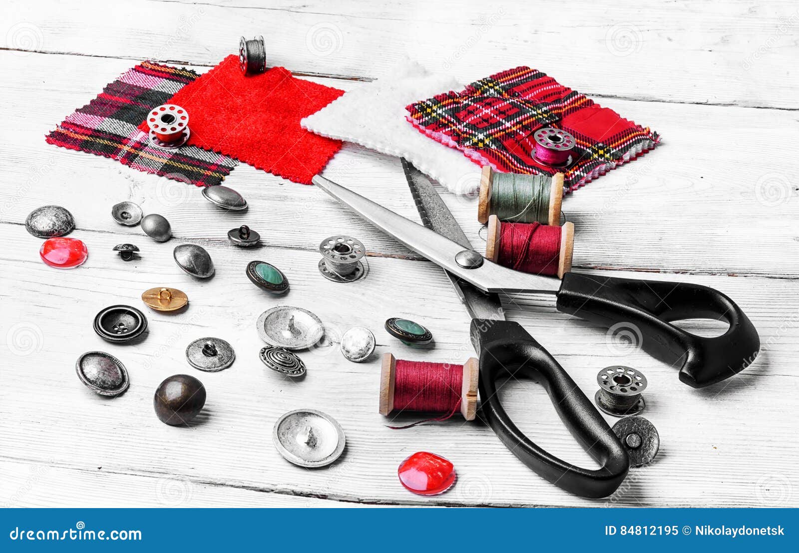 Accessories for sewing stock image. Image of button, bobbin 84812195