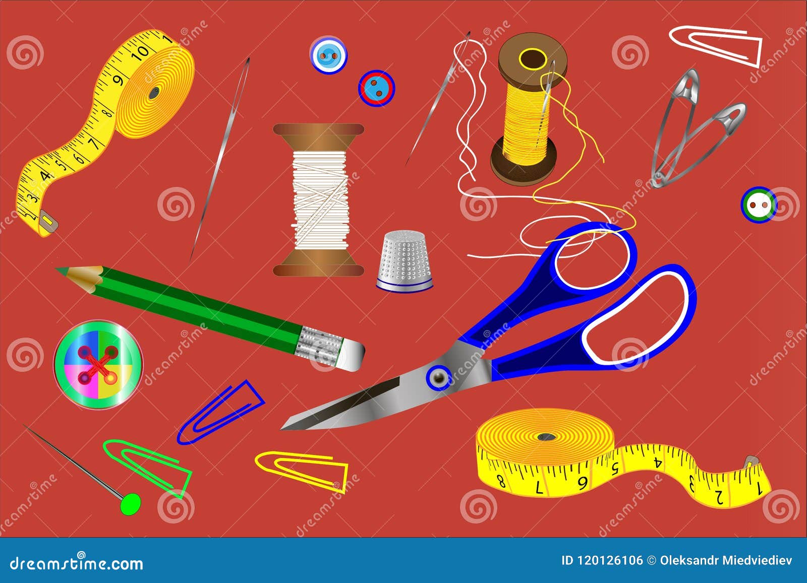 Various Tailoring Accessories Stock Vector Illustration of fashion