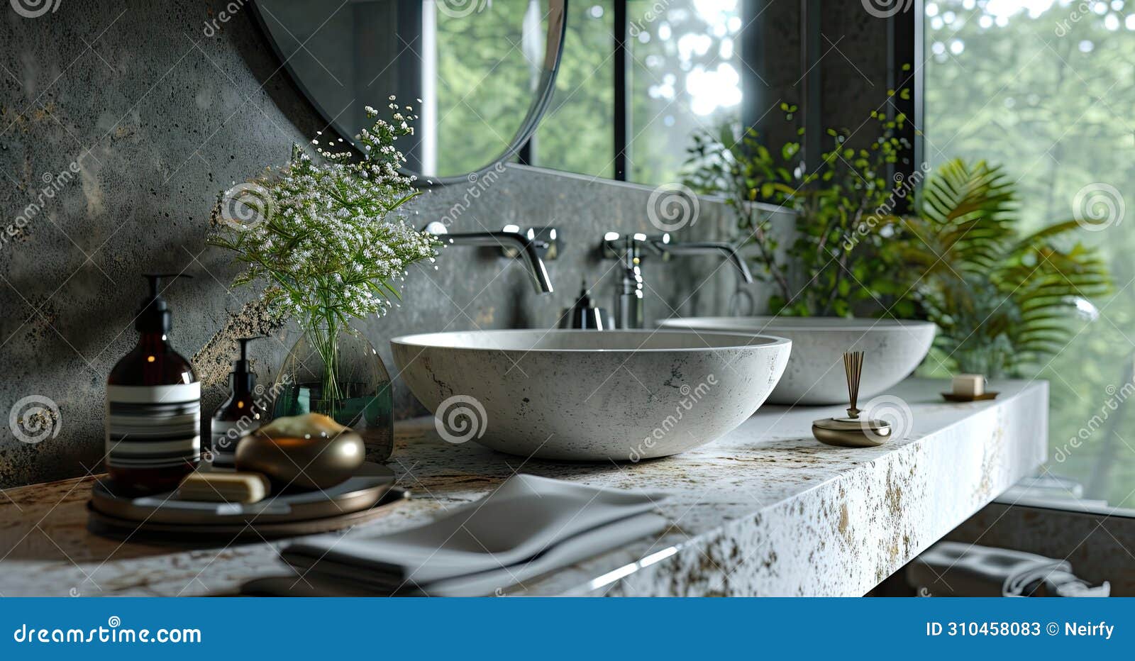 Accessorize Your Bathroom Counter with Chic Details, Stylish Functional Spaces. Stock Image