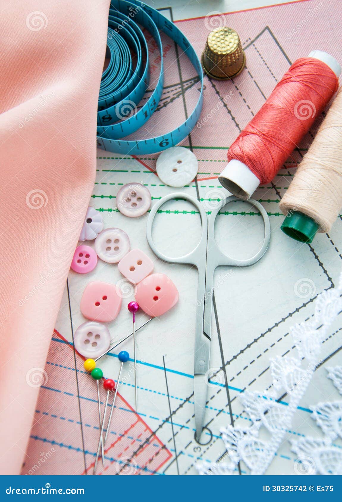Accessory of the tailor stock photo. Image of blue, needle 30325742