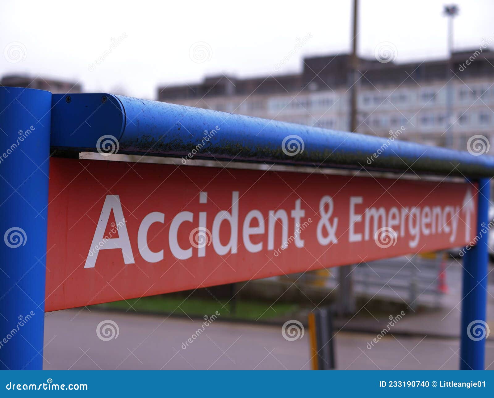 accident and emergency sign with british nhs hospital