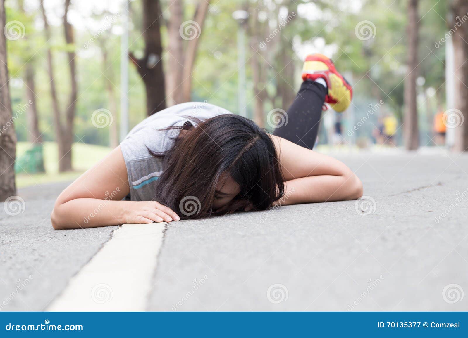 Accident. Stumble And Fall While Jogging Stock Image 