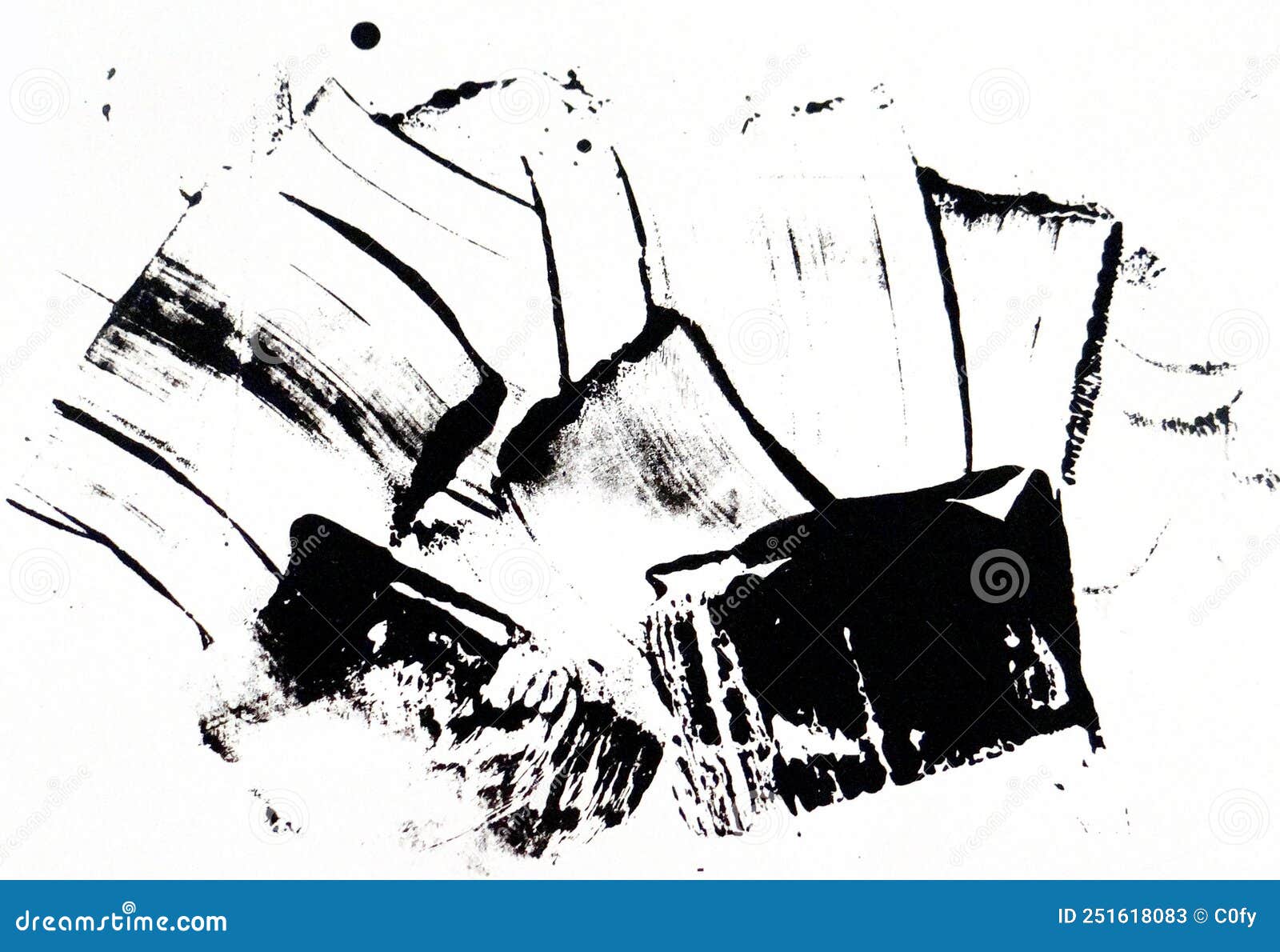 Accidental Slip of Black Ink, Mixing Ink on Canvas Stock Image - Image