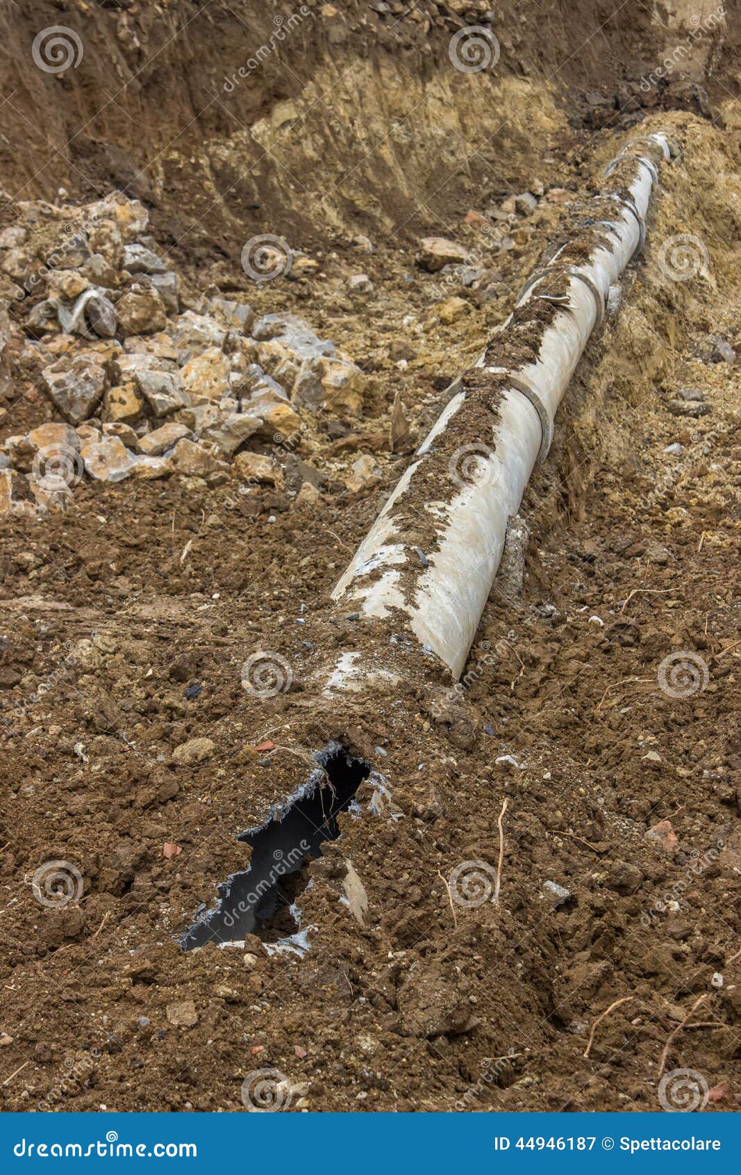 Accidentally damaged pipe stock image. Image of repair 44946187