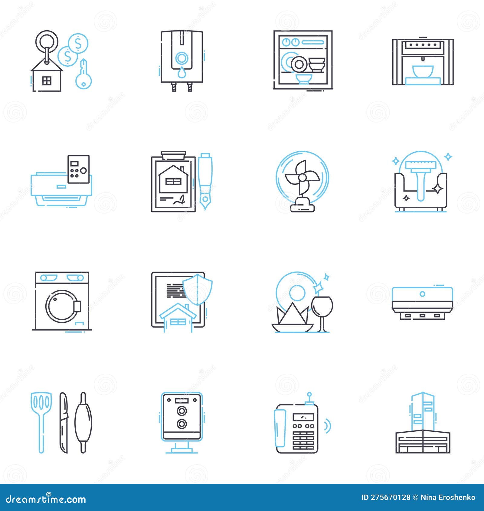 accommodations market linear icons set. hospitality, lodging, hotels, resorts, motels, inns, hostels line  and