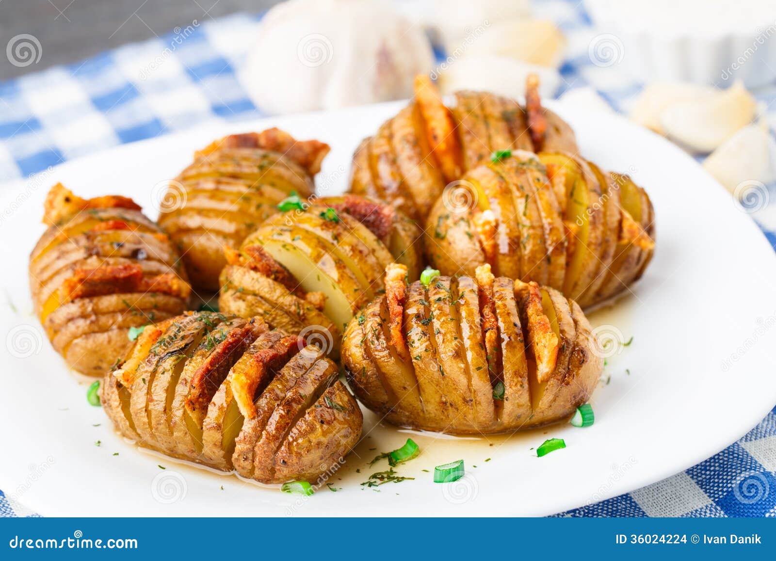 Accordion Baked Potatoes with Bacon Stock Photo Image of meal, color